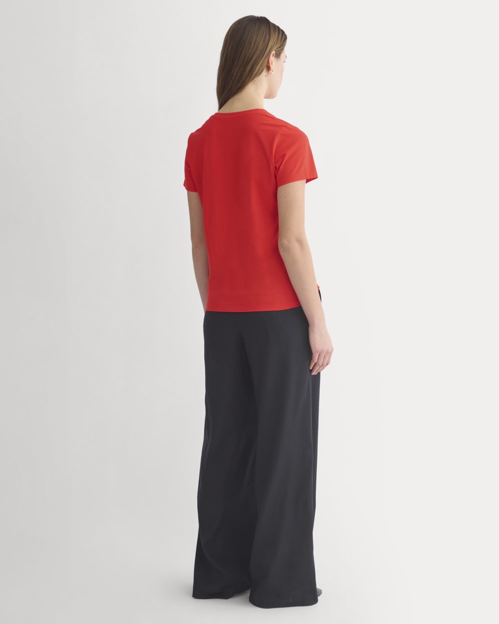 The Slim V-Neck Tee in Essential Cotton | Fiery Red - Image 4