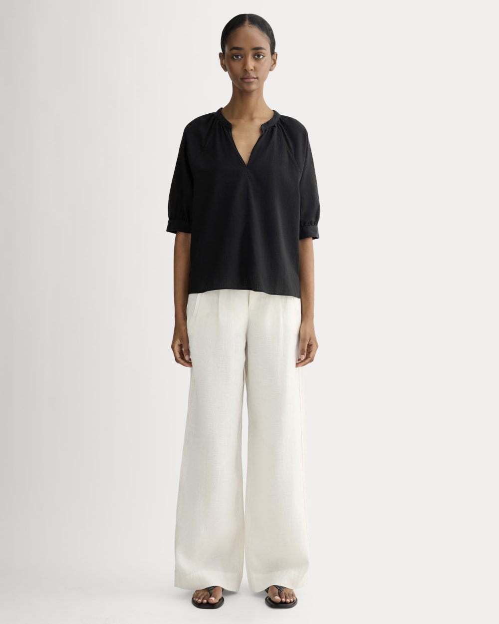 The Gauze Gathered Top | Black - Image 3
