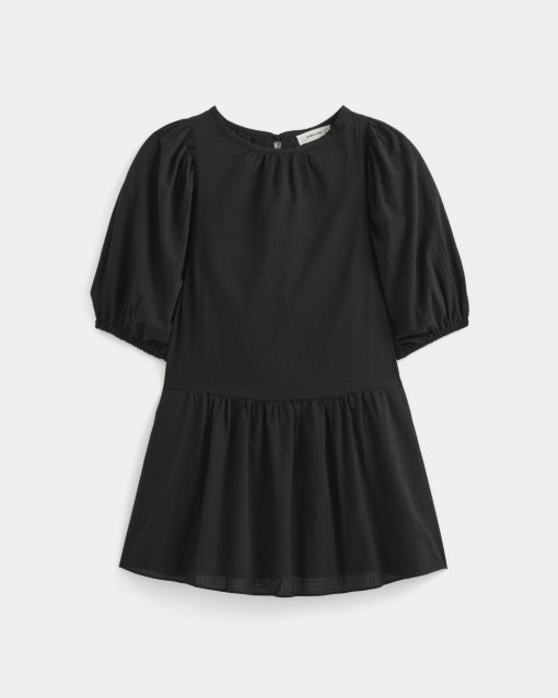 Alternative view of The Gauze Puff-Sleeve Mini Dress | Black