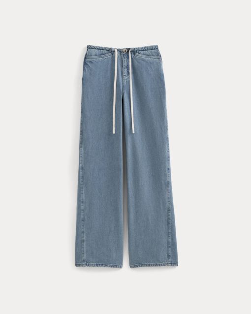 Alternative view of Low-Slung Tie-Front Jean | Medium Indigo