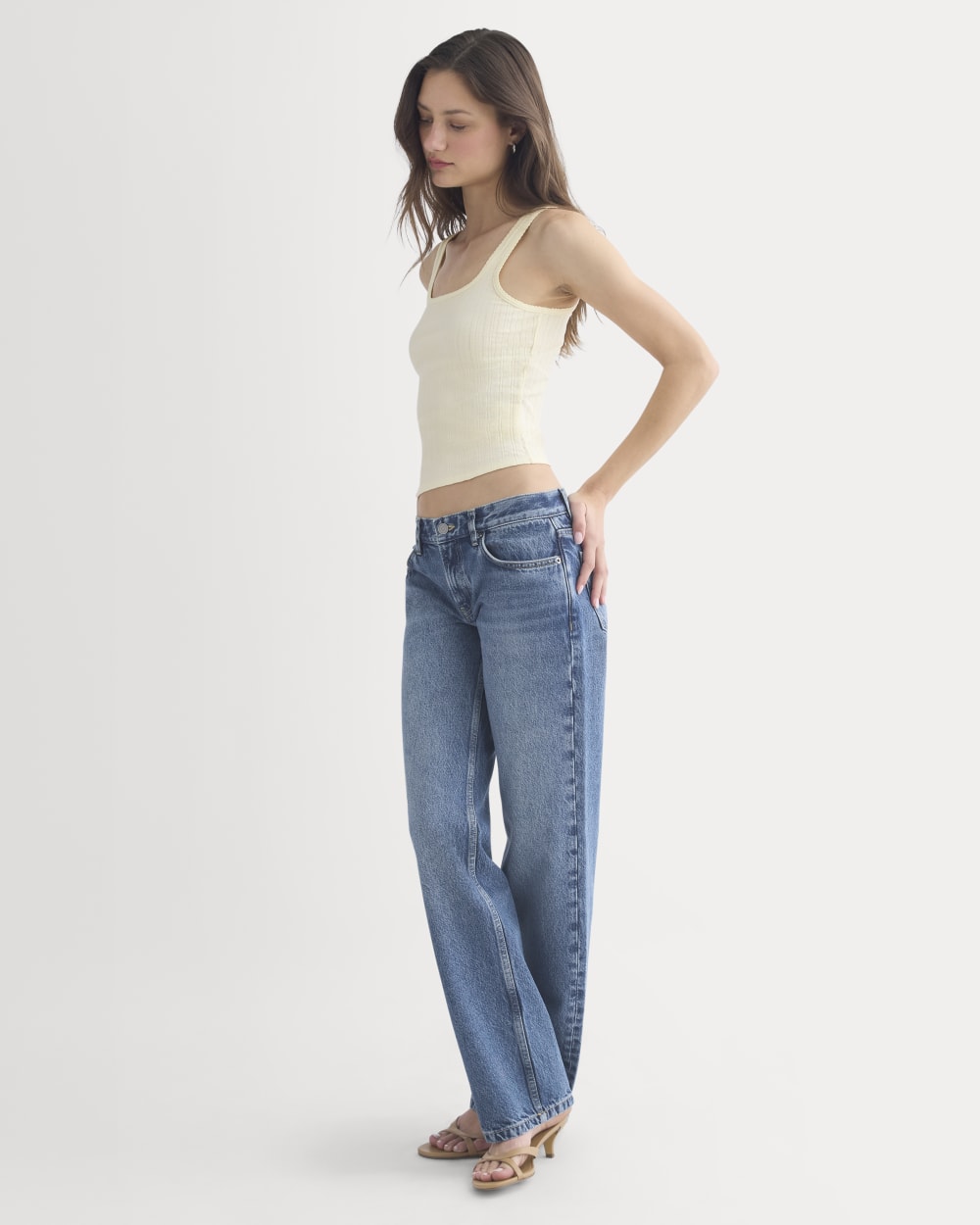Scoop-Neck Tank in Pointelle | Lemon Icing - Image 6