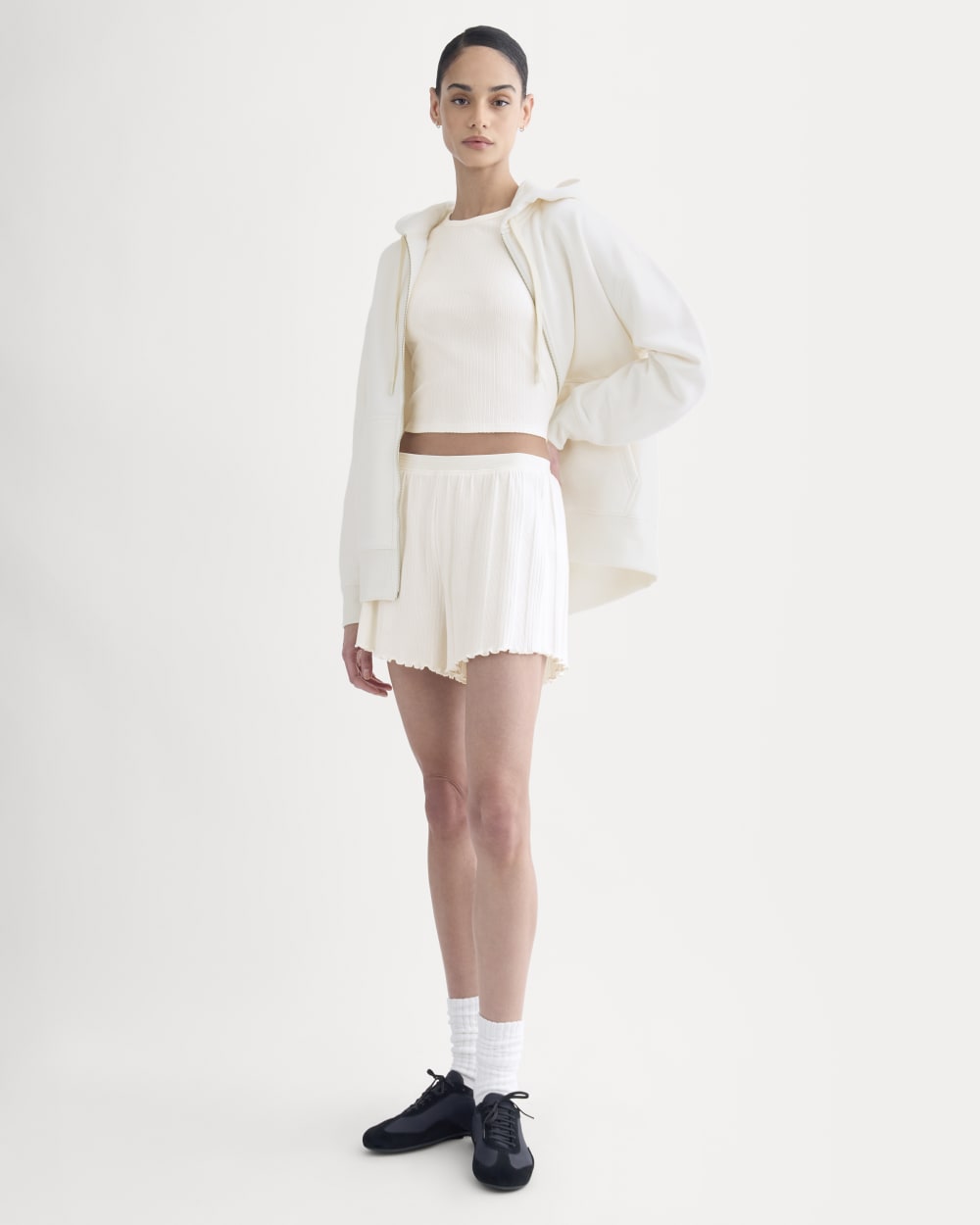 Lounge Rib Cropped Shirt | Bone - Image 3