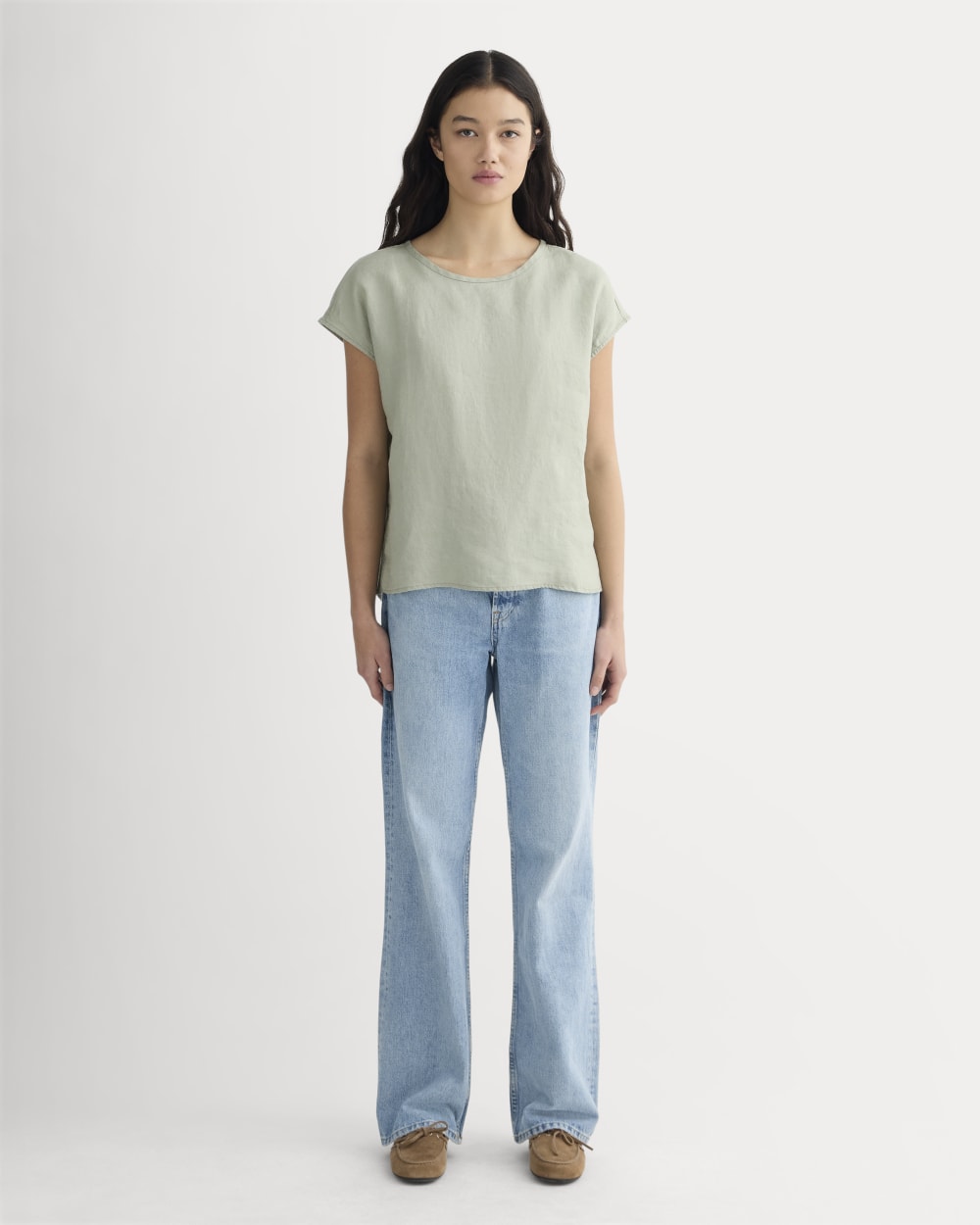 The Muscle Top in Linen | Seagrass - Image 3