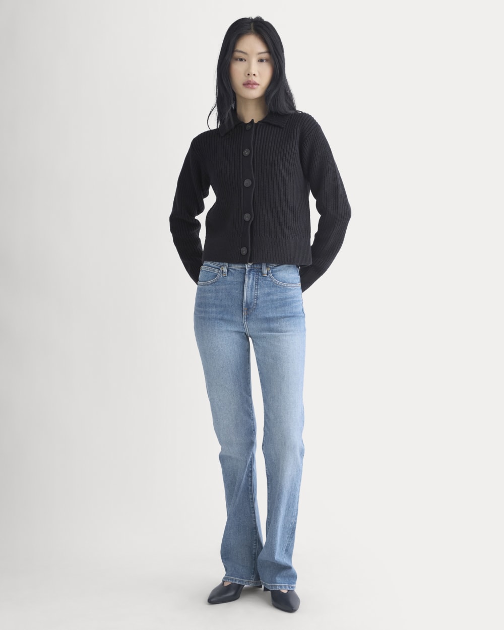 Shrunken Cardigan in Everyday Cotton | Black - Image 3