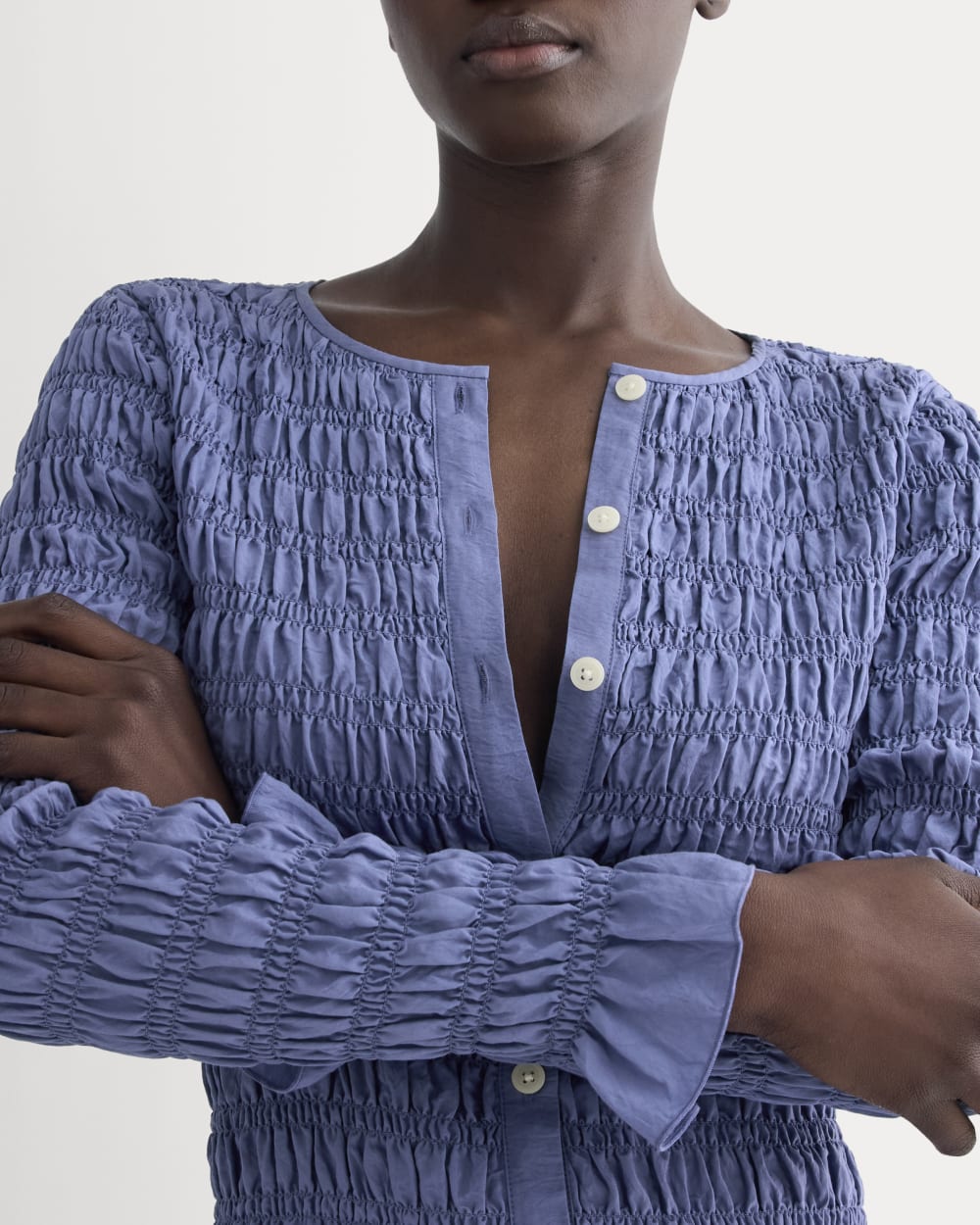 The Smocked Cardigan | Blue Dusk - Image 4