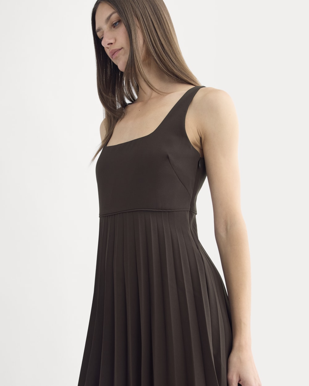 Drapey Crepe Mini Dress | Dark Chocolate - Image 3