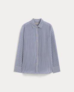 Alternative view of The Must-Have Shirt in Washable Silk | Blue / White