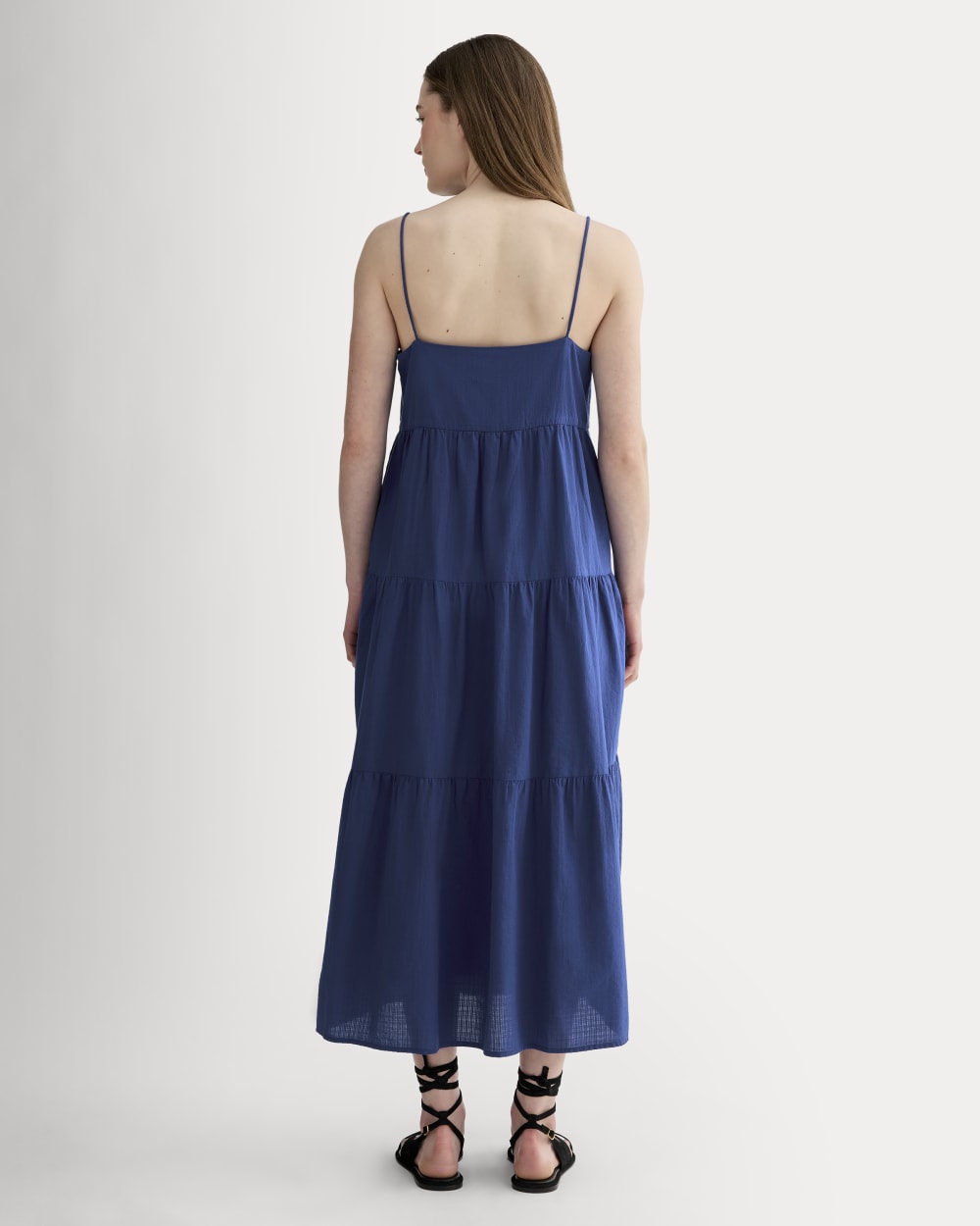 The Gauze Tiered Dress | Mazarine Blue - Image 3