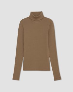 Alternative view of The Luxe Rib Turtleneck | Toasted Coconut