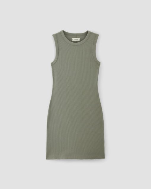 Alternative view of The Ribbed Mini Dress | Sage Green