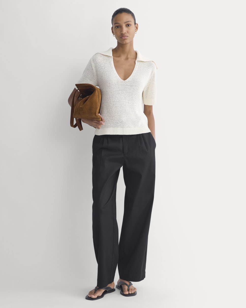 Open Collar Polo | Bone - Image 3