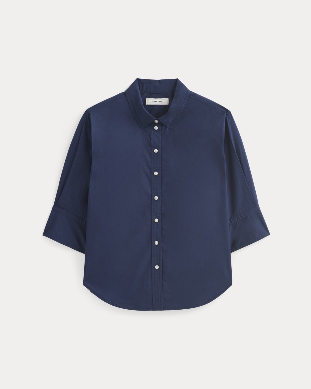 Cuff Detail Shirt in Lightweight Cotton | Navy - Image 2