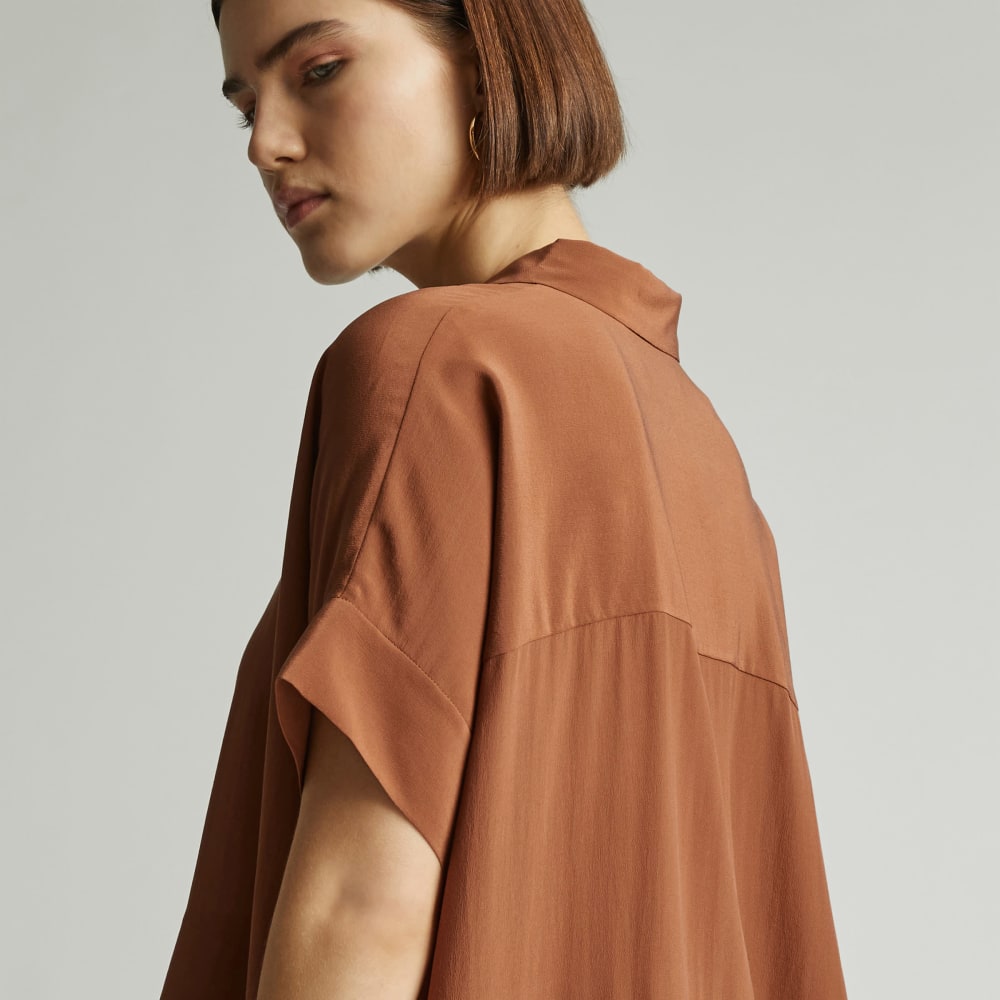 The Boxy Shirt in Washable Silk | Carob Brown - Image 5