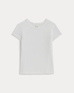 Alternative view of The Pointelle Short-Sleeve Tee | White