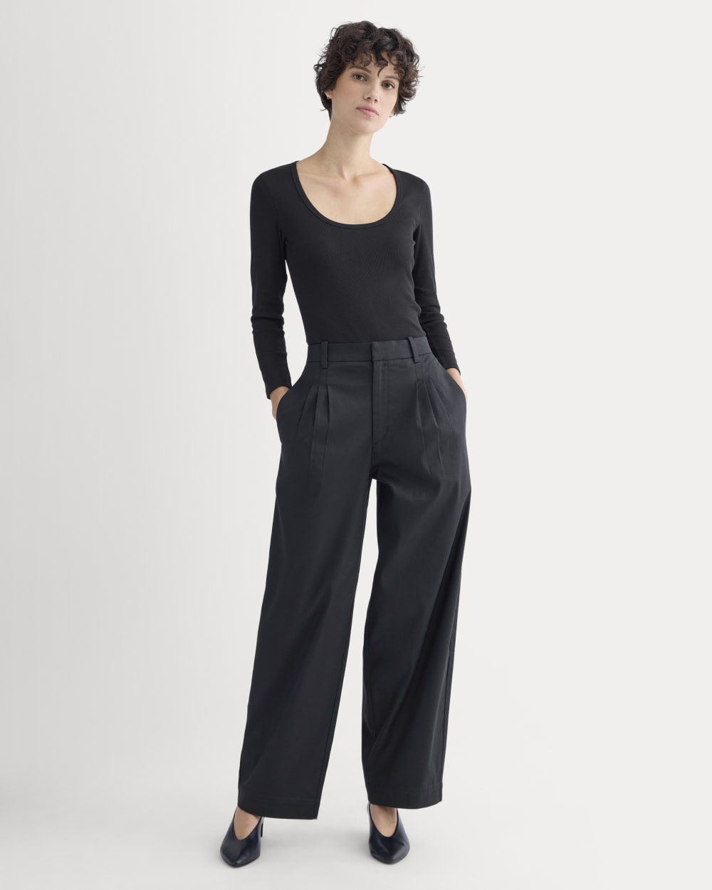 Luxe Rib Deep U-Neck Top | Black - Image 3