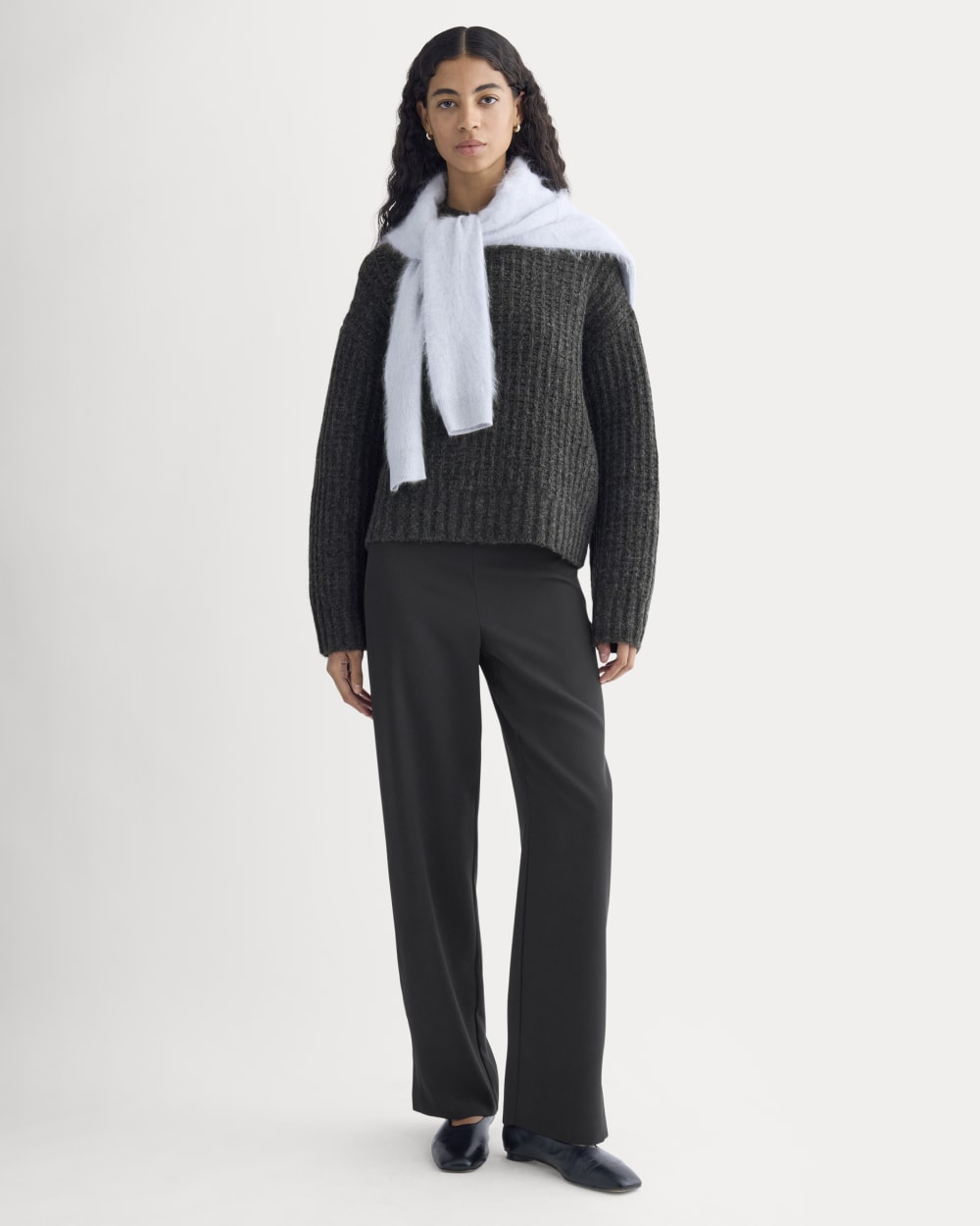 Waffle Sweater in Cloud | Heathered Soot - Image 6