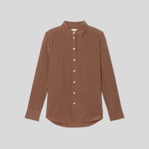 Alternative view of The Must-Have Shirt in Washable Silk | Carob Brown