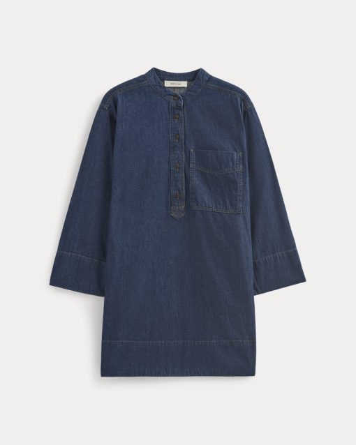 Alternative view of The Denim Popover Dress | Dark Indigo
