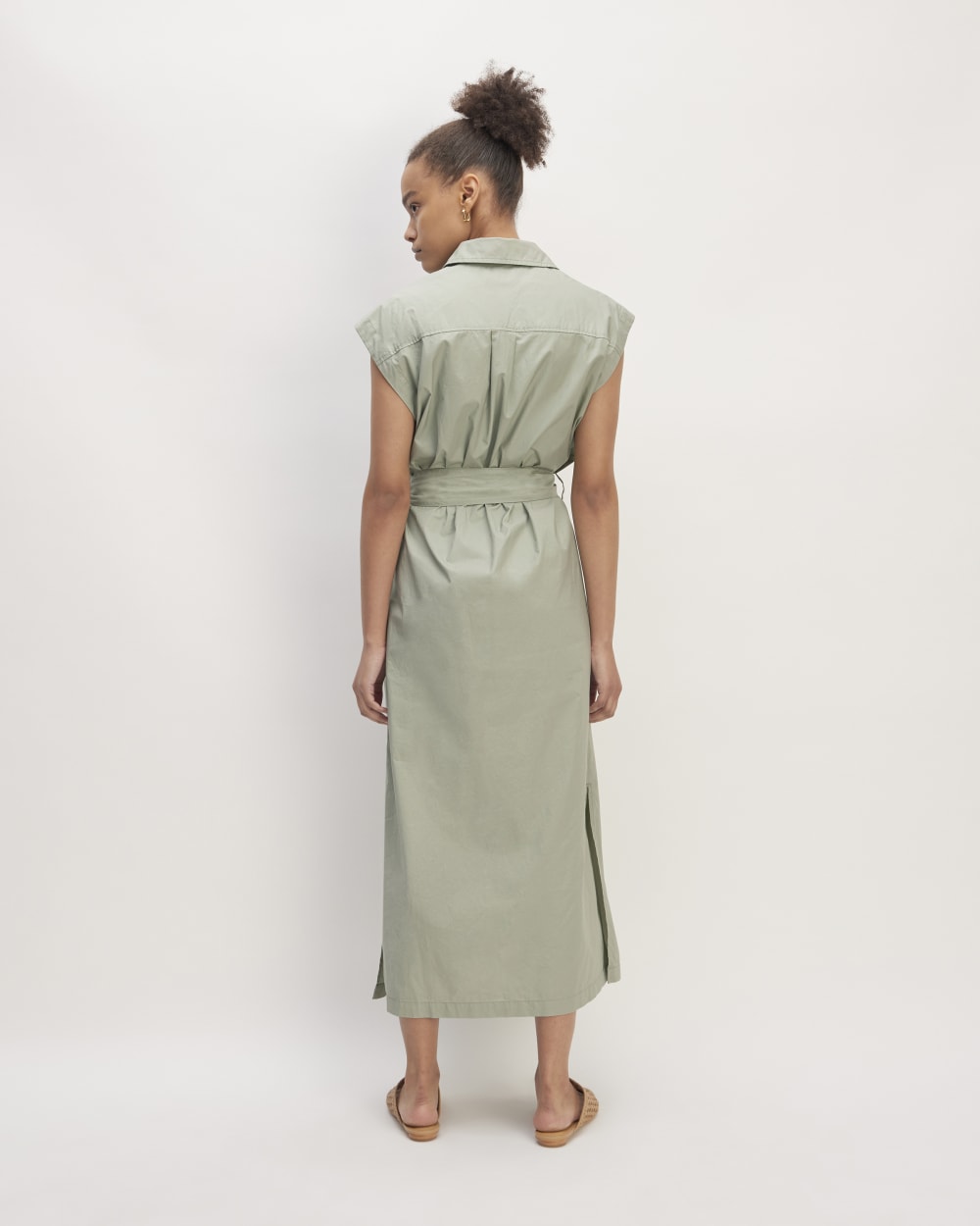 The Supima® Cotton Short-Sleeve Shirt Dress | Sage Green - Image 6
