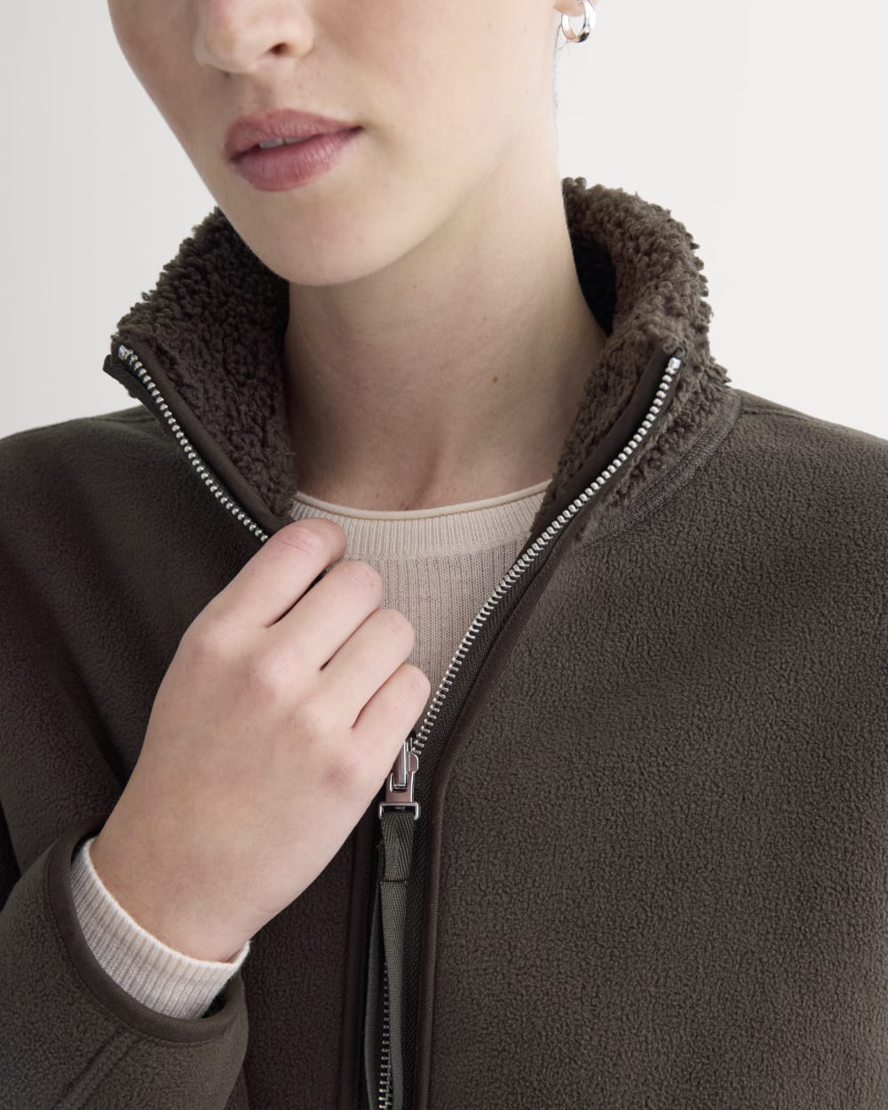 Reversible Teddy Half-Zip Pullover | Coffee Bean - Image 4