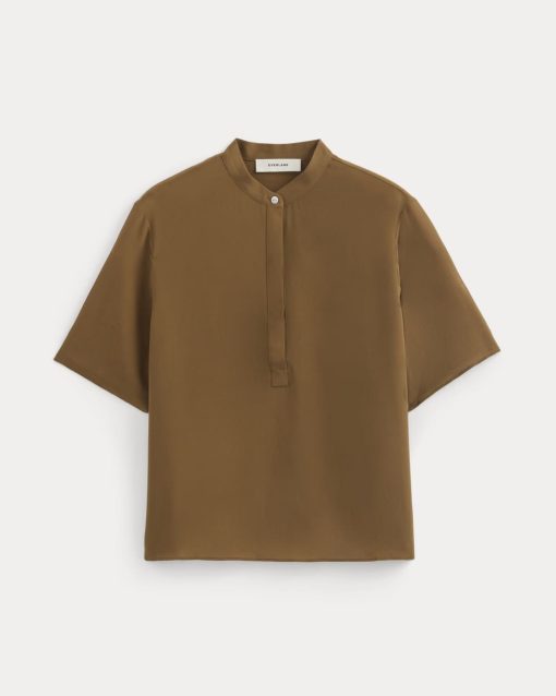 Alternative view of The Popover Top in Washable Silk | Toffee