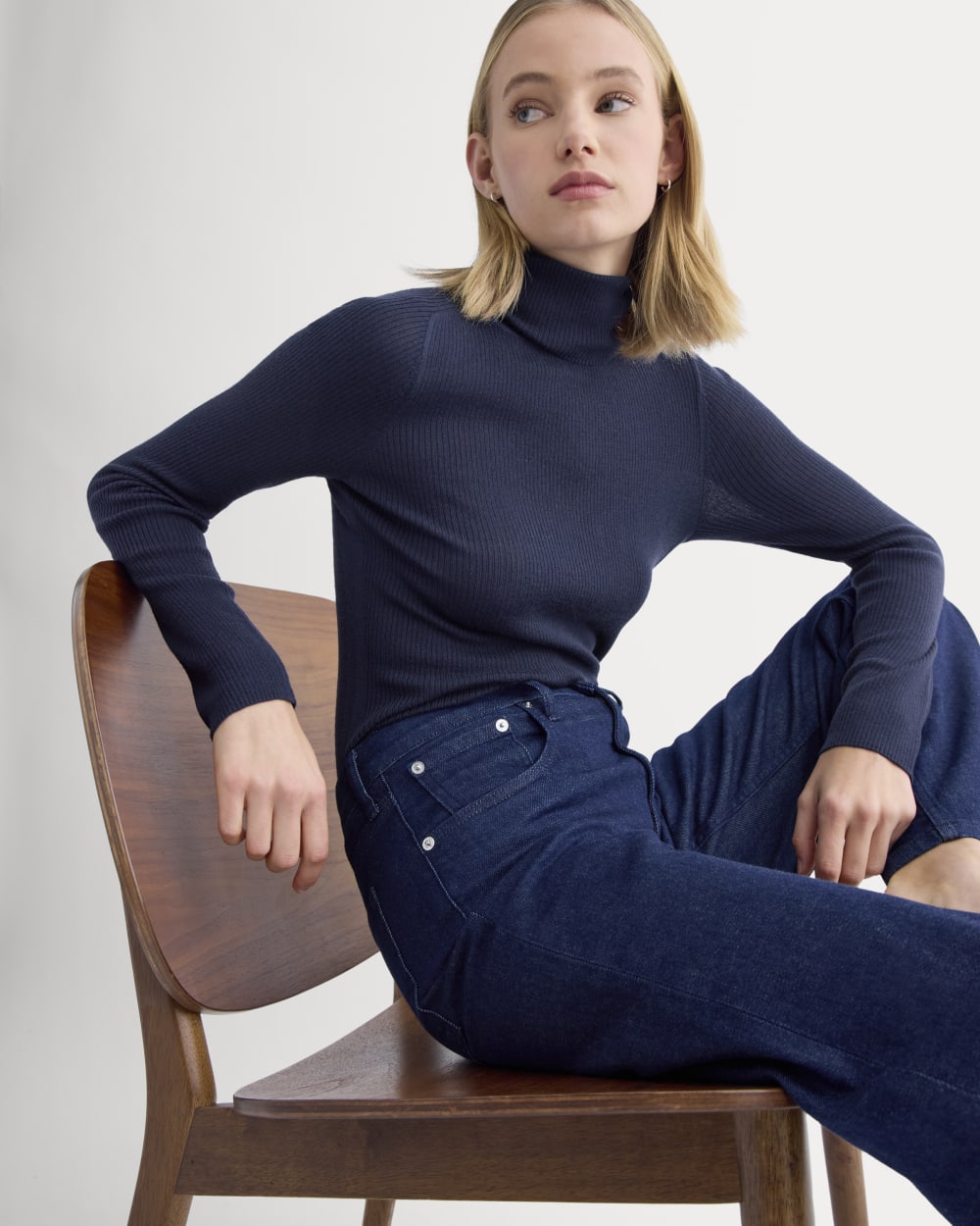 The Turtleneck in Ultrasoft Merino | Rich Navy - Image 4