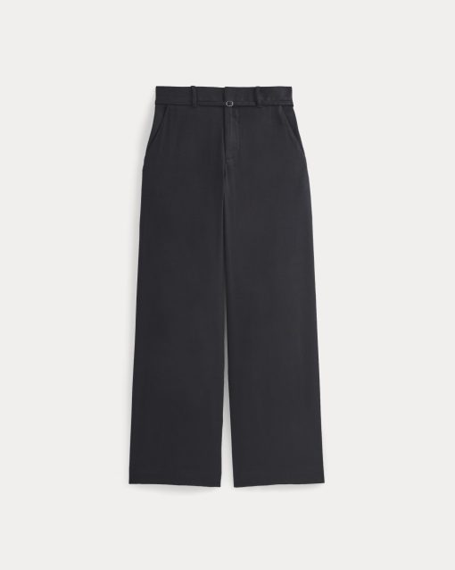 Alternative view of Wide-Leg Belted Pant in Stretch Linen | Black | Regular
