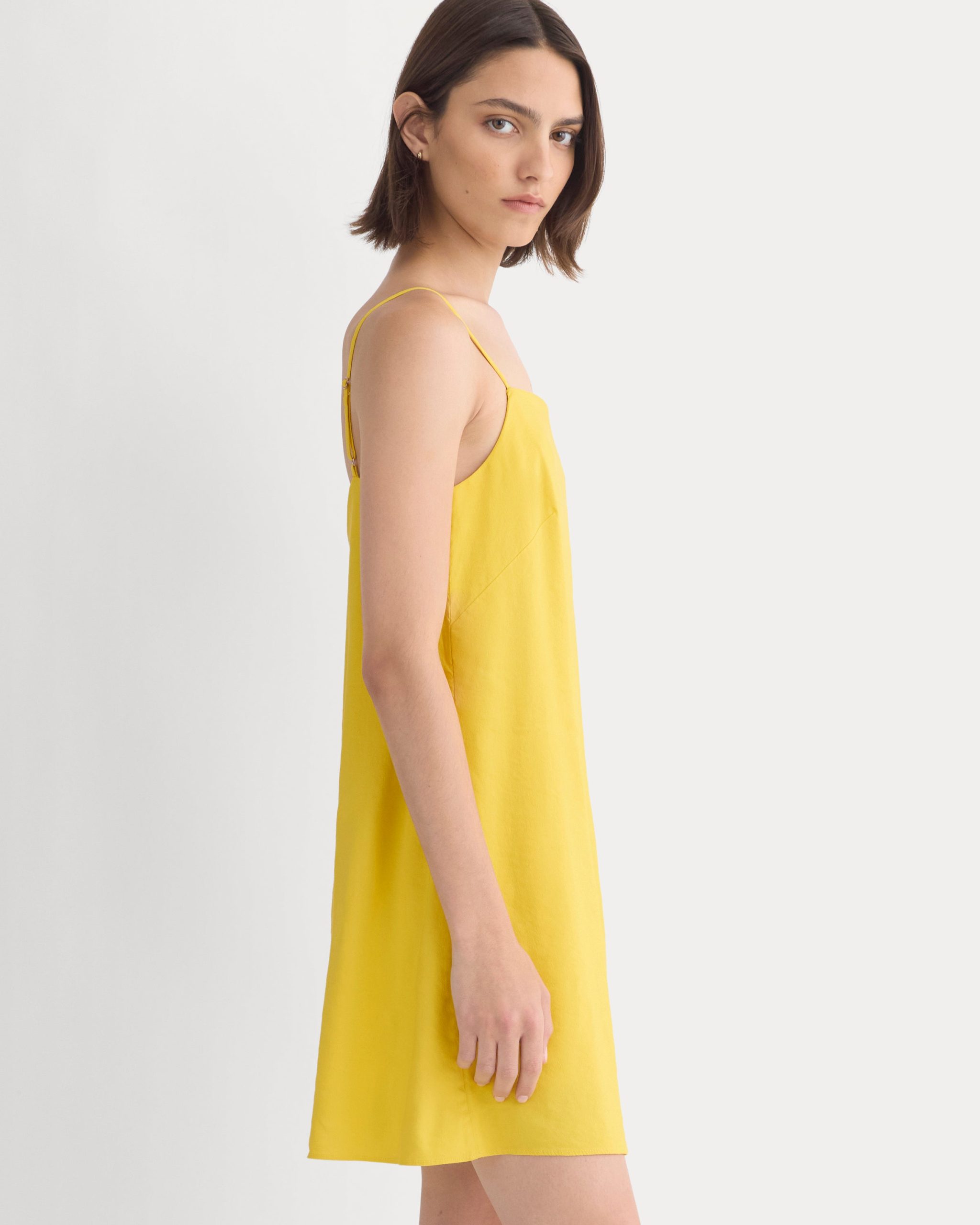 Mini Shift Dress in Stretch Linen | Passion Fruit - Image 3