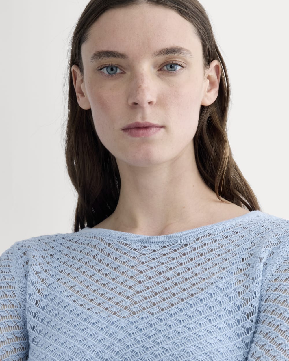 The Lace Knit Mini Dress | Sky Blue - Image 3