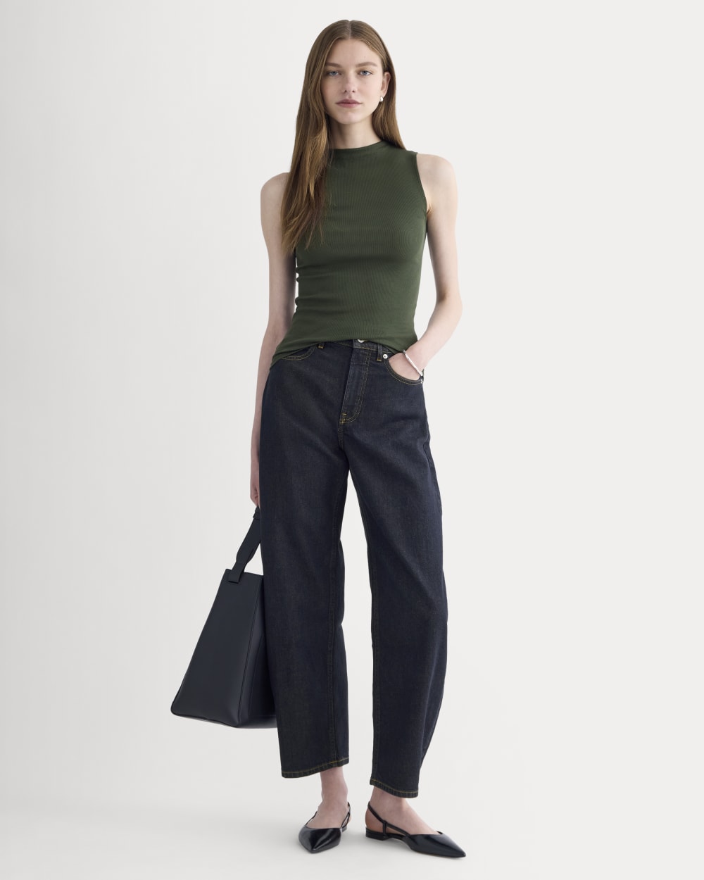 The Luxe Rib Funnel-Neck Tank | Dark Forest - Image 3