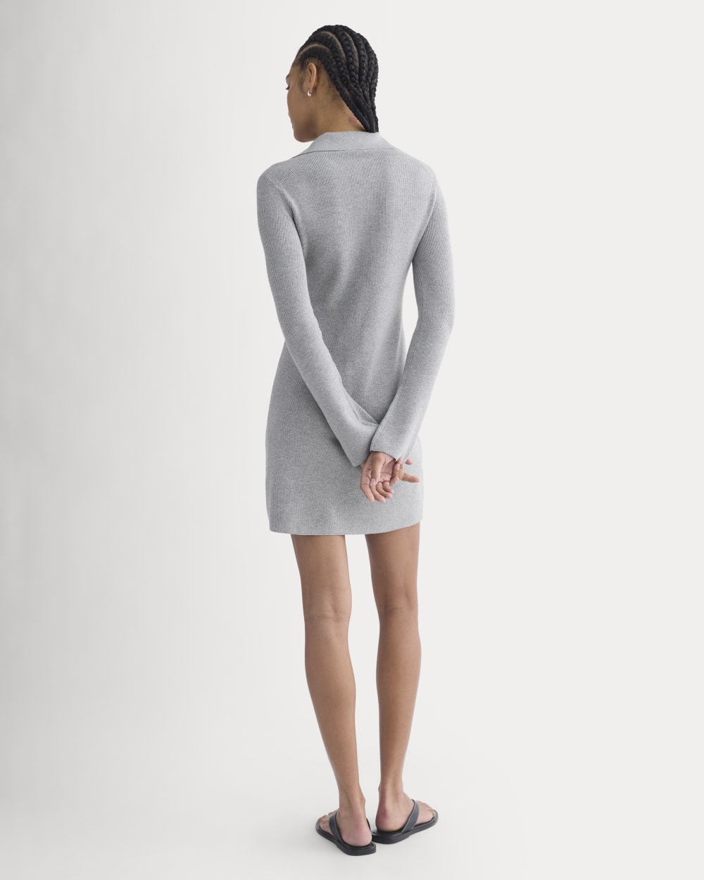 Knit Quarter-Zip Polo Dress | Light Heathered Grey - Image 4