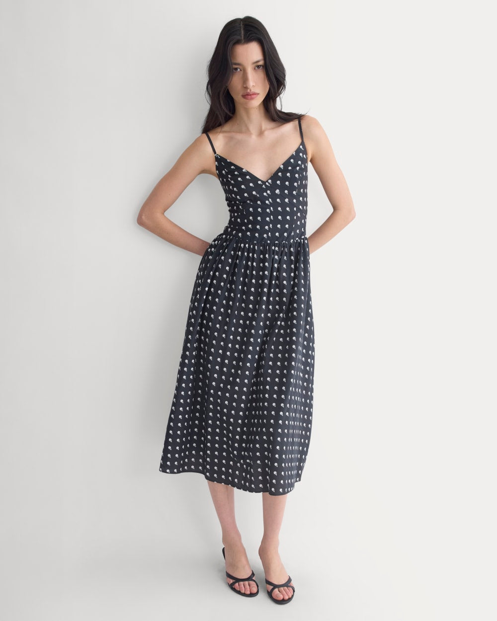 Midi Dress in Cotton Silk Voile | Black - Image 4