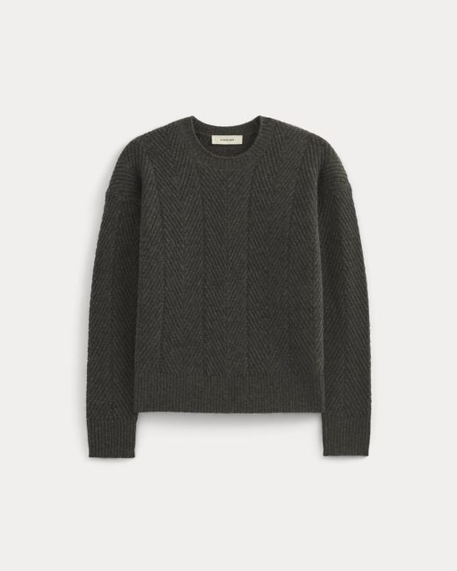 Alternative view of Cashmere Herringbone Sweater | Heather Charcoal