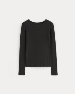 Alternative view of The Luxe Rib Long-Sleeve Crew | Black