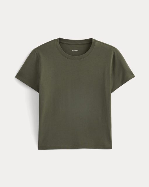Alternative view of The Box-Cut Tee in Essential Cotton | Olive Night | No Pocket