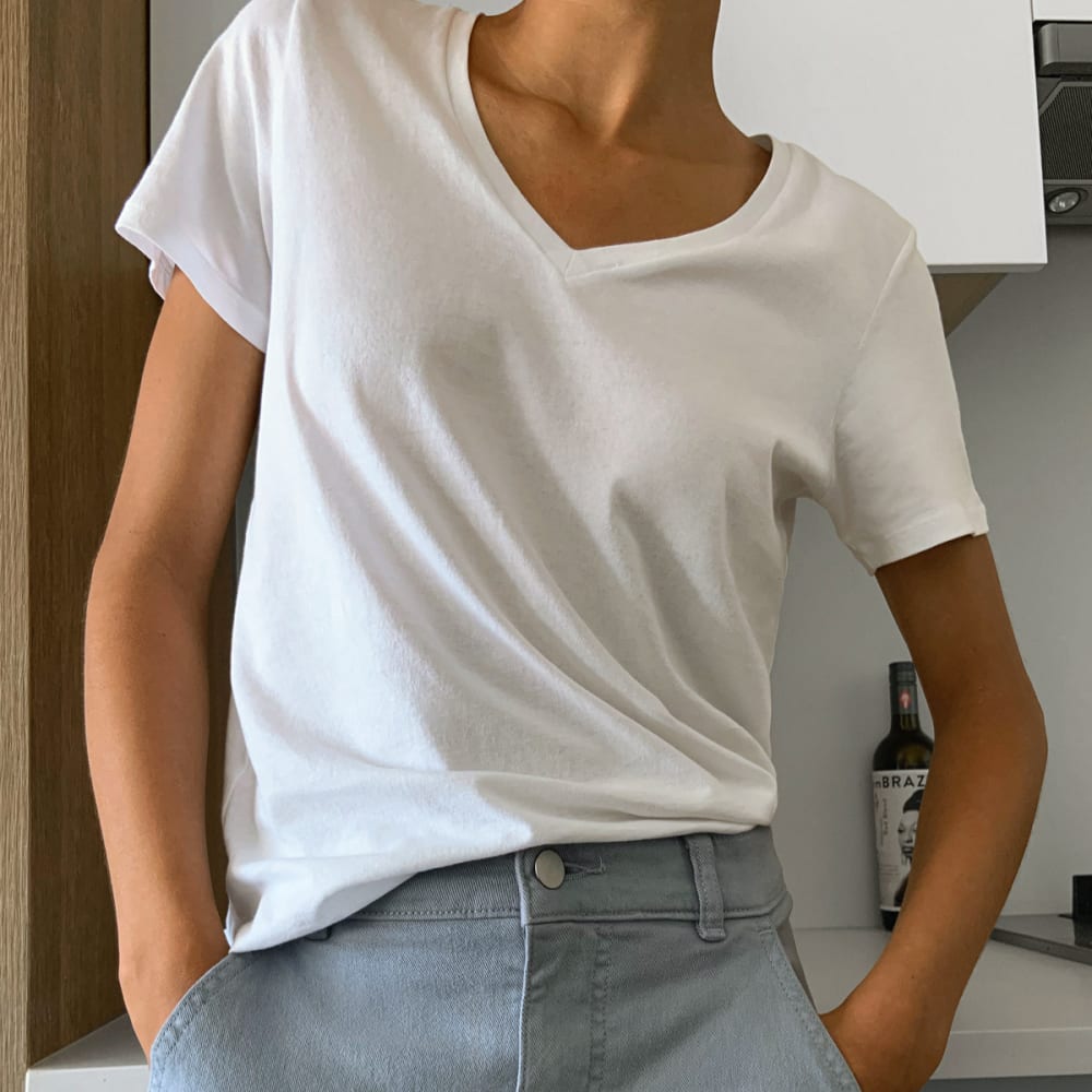 The Organic Cotton V-Neck | White - Image 12