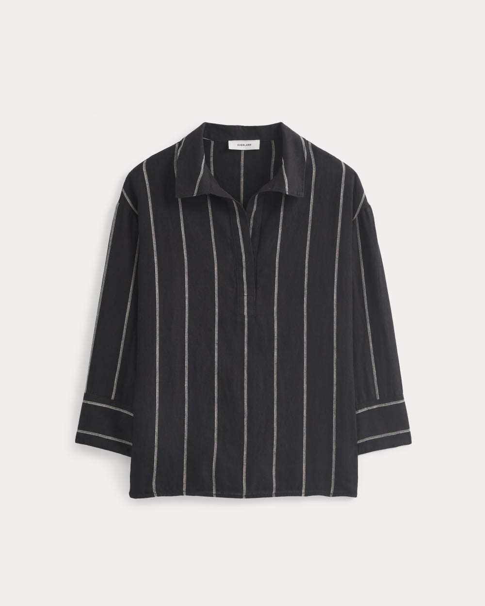 Popover Shirt in Linen | Black - Image 2