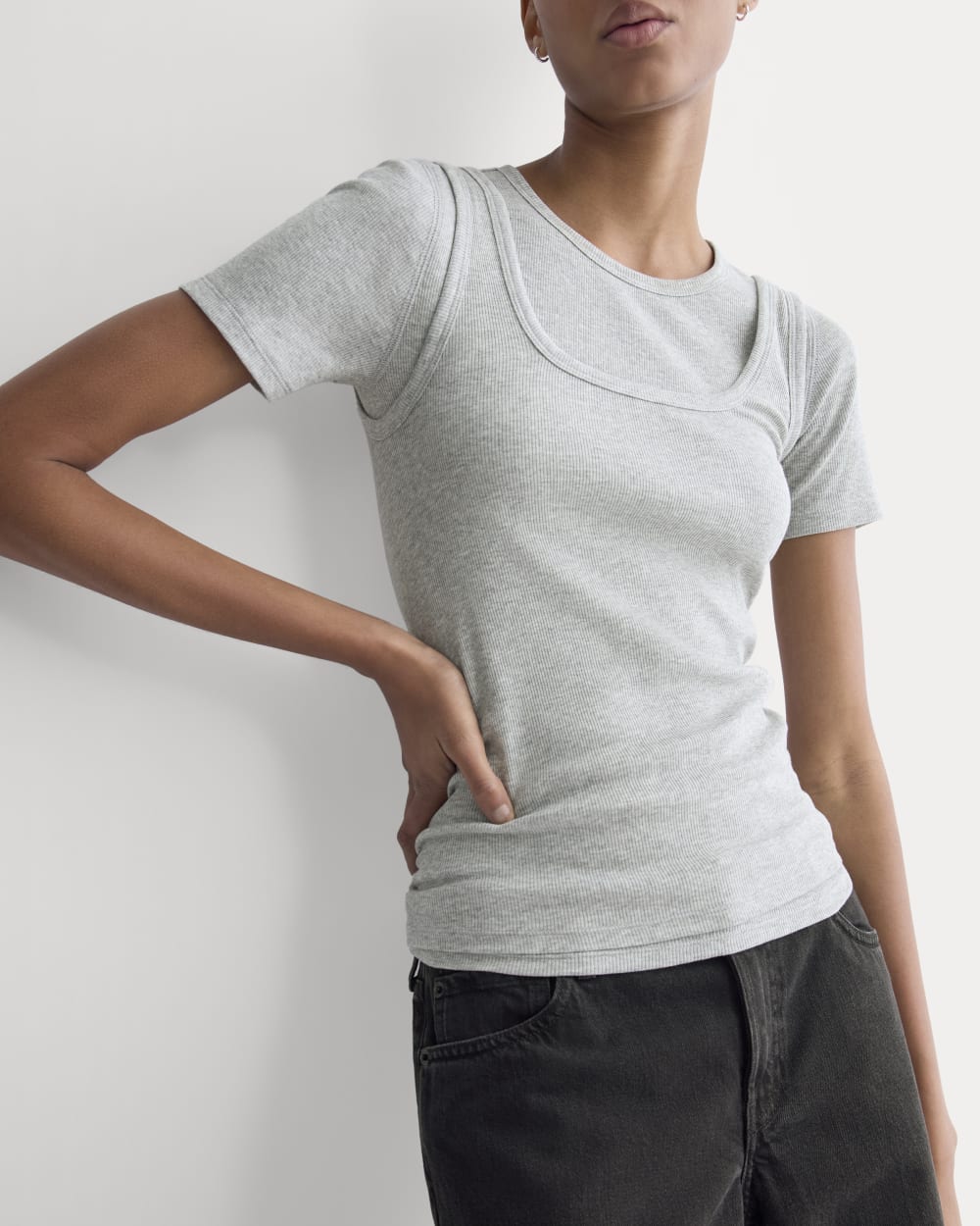The Luxe Rib Square-Neck Tank | Classic Heather Grey - Image 5