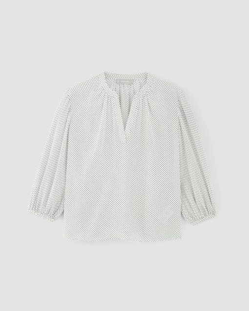Alternative view of The Washable Clean Silk V-Neck Top | Bone / Black Polka Dot