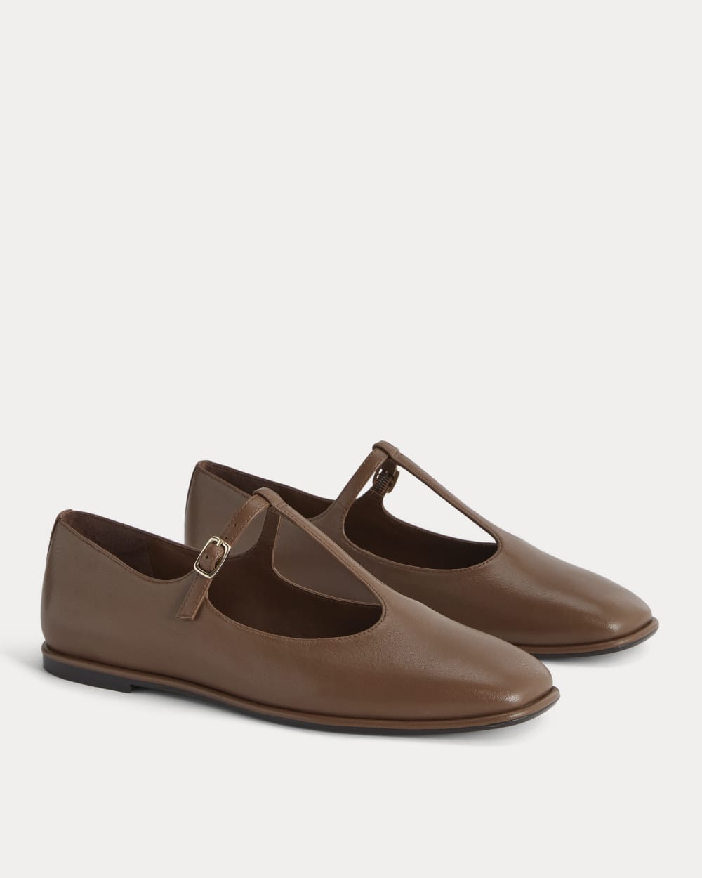 The Leather T-Strap Flat | Rum - Image 2