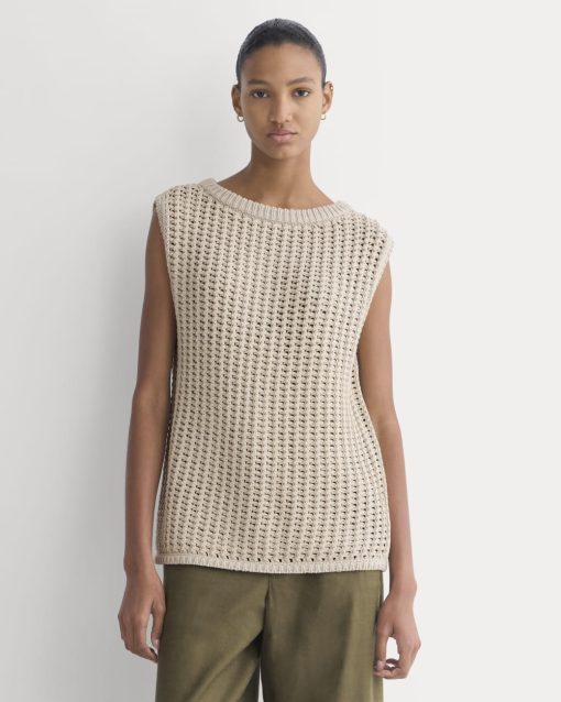Open-Knit Tunic Vest in Elevated Cotton | Peyote
