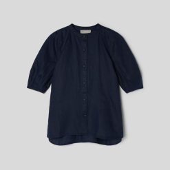 Alternative view of The Linen Puff Sleeve Shirt | Navy