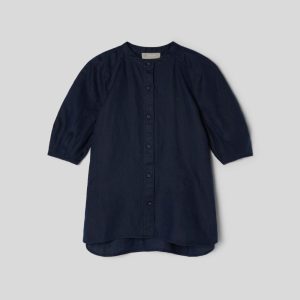 Alternative view of The Linen Puff Sleeve Shirt | Navy