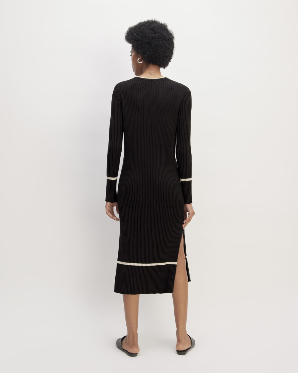 The Cotton Wide Rib Midi Dress | Black - Image 6