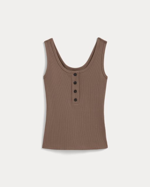 Alternative view of The Selfie Henley Tank | Mocha