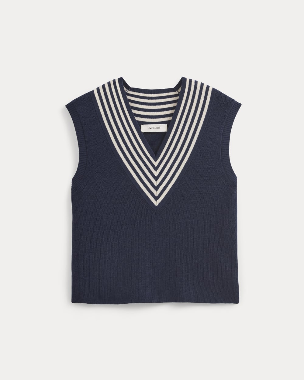 Relaxed V-Neck Vest in Cotton Merino | Navy - Image 2