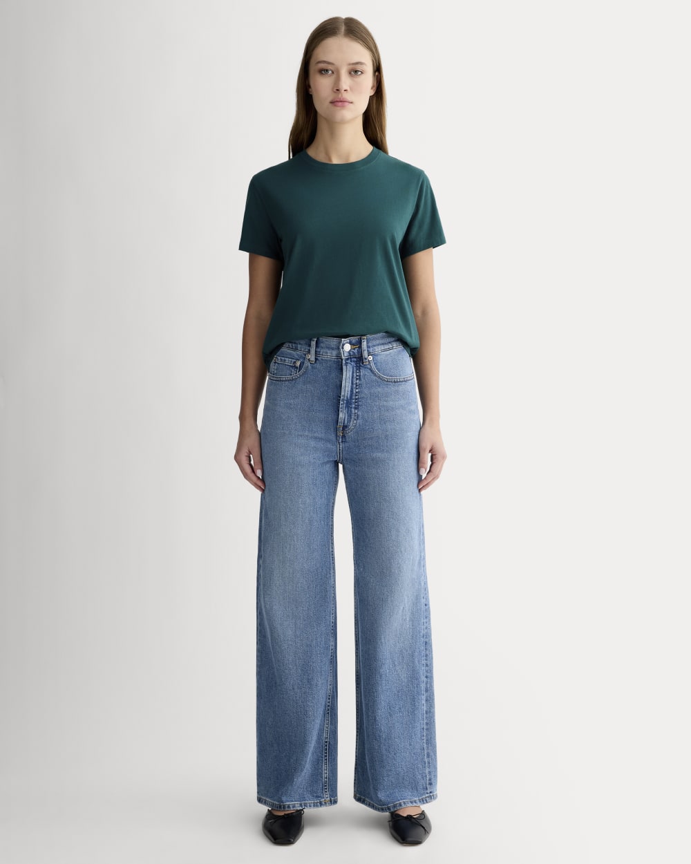 The Box-Cut Tee in Essential Cotton | Dark Sea | No Pocket - Image 3