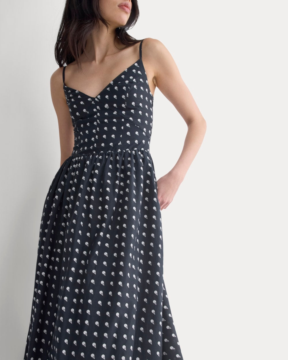 Midi Dress in Cotton Silk Voile | Black - Image 3
