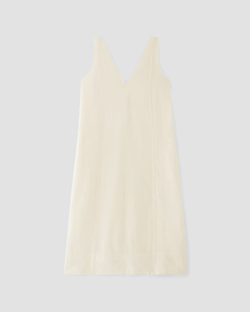 Alternative view of The Linen V-Neck Midi Dress | Bone