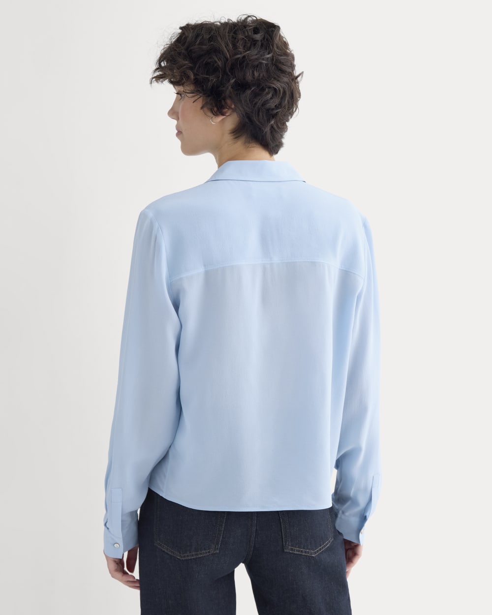 Shrunken Top in Washable Silk | Open Air Blue - Image 5